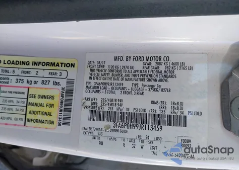 2018 Ford Fusion Se z USA, uszkodzony, nr VIN 3FA6P0H99JR113459